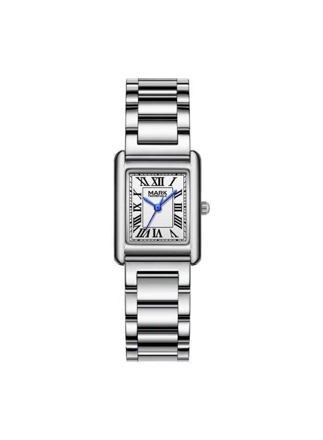 مارك وارفيلد الرجل الجديد ساعة مارك فيروال للنساء كوارتز، علبة وسوار من السبائك، إبزيم فولاذي، مربعة الشكل، رقمي أبيض، مقاومة للماء حتى 30 متر - Image 1